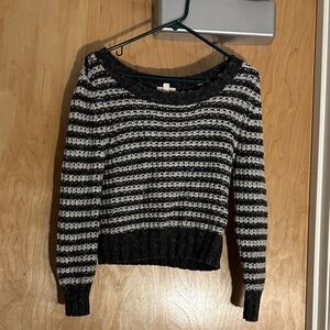Caslon Black and Gray Striped Sweater